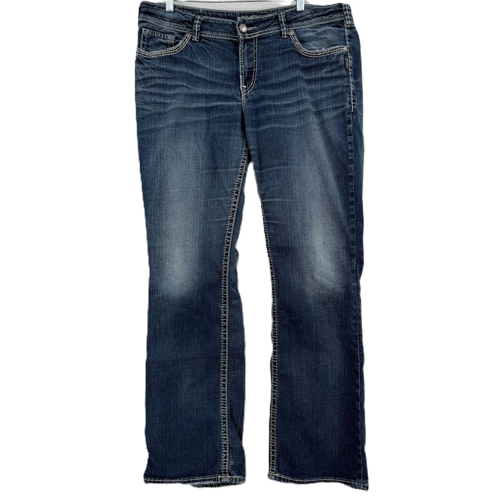 Silver Jeans Suki 17" Flap Womens 16 L33 Bootcut Thick Stitch Y2K